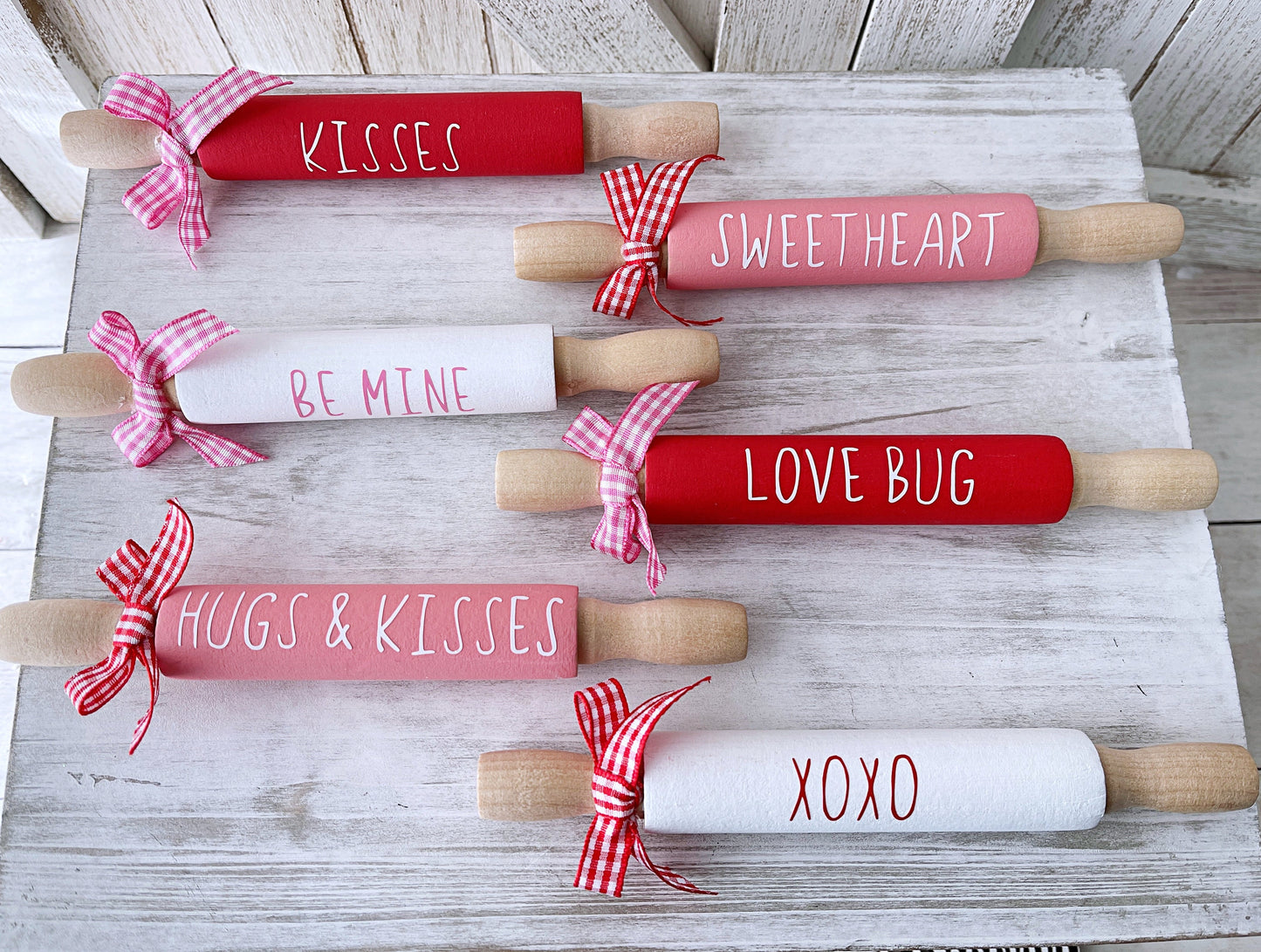 Valentines rolling pins, Valentine's day decor, Tiered tray decor, Table top display