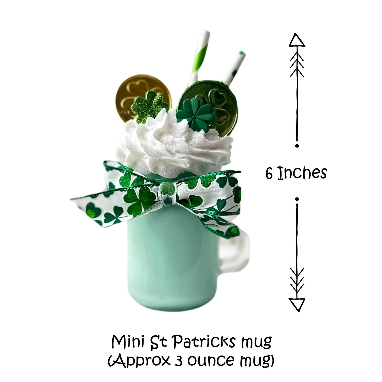 Mini St Patricks mug, Faux drink decor, Shamrock mug, Tiered tray decor, St Paddys day decor, Table top display