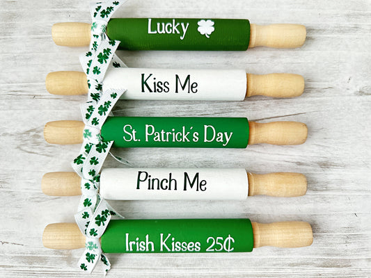 St Patricks rolling pins, St Paddys day decor, Tiered tray decor, Table top display