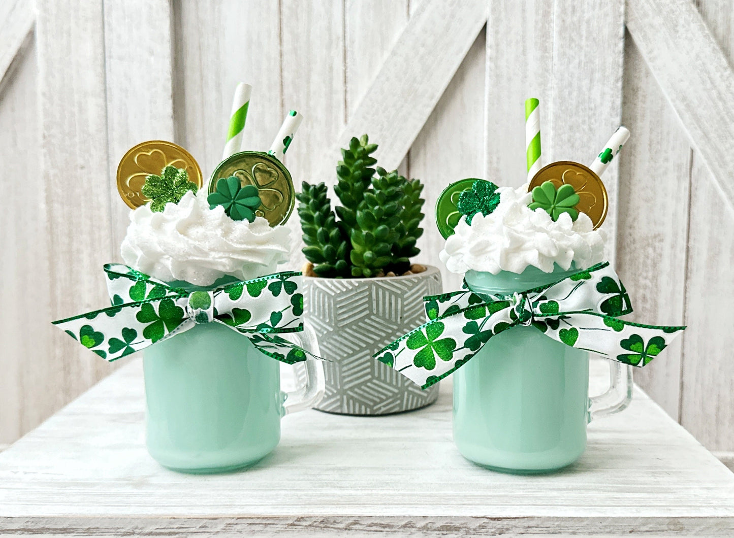 Mini St Patricks mug, Faux drink decor, Shamrock mug, Tiered tray decor, St Paddys day decor, Table top display