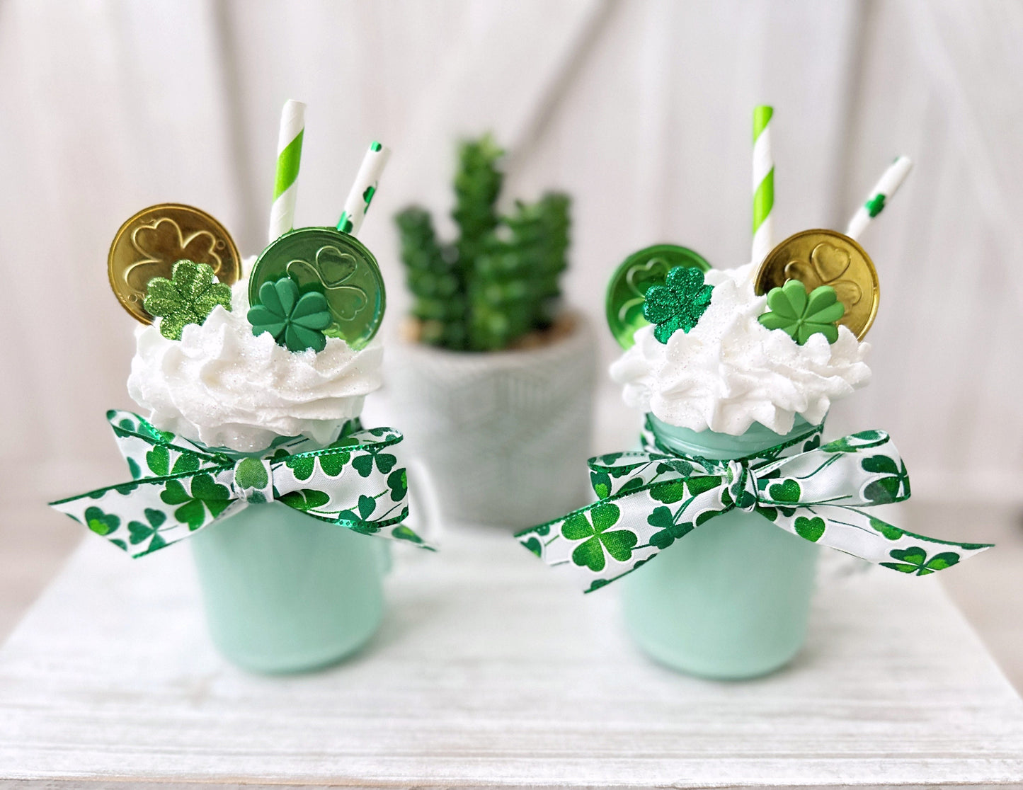 Mini St Patricks mug, Faux drink decor, Shamrock mug, Tiered tray decor, St Paddys day decor, Table top display