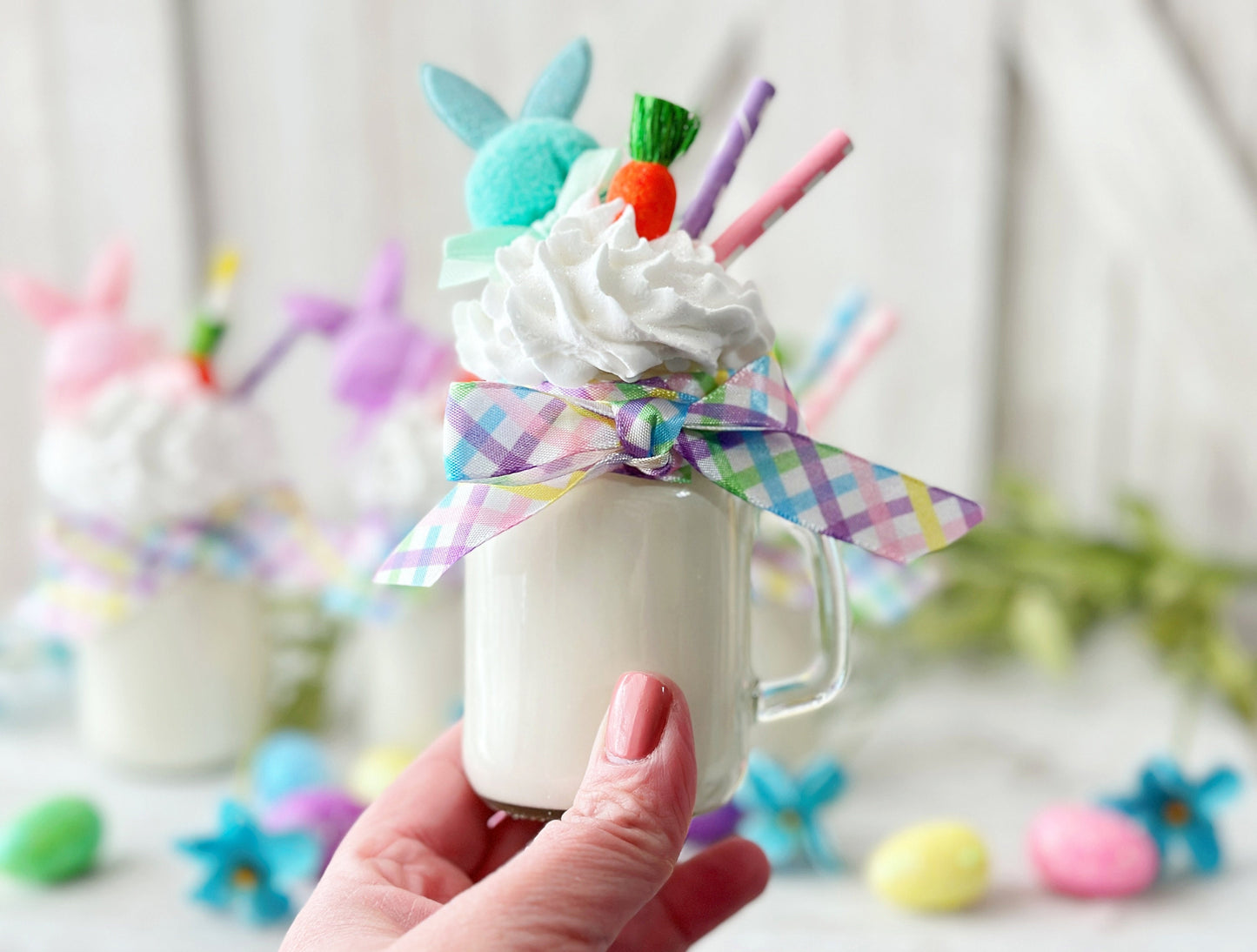 Mini Easter mug, Faux drink decor, Bunny mug, Tiered tray decor, Spring decor, Table top display