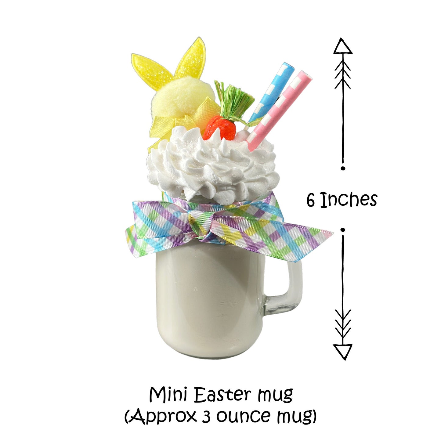 Mini Easter mug, Faux drink decor, Bunny mug, Tiered tray decor, Spring decor, Table top display