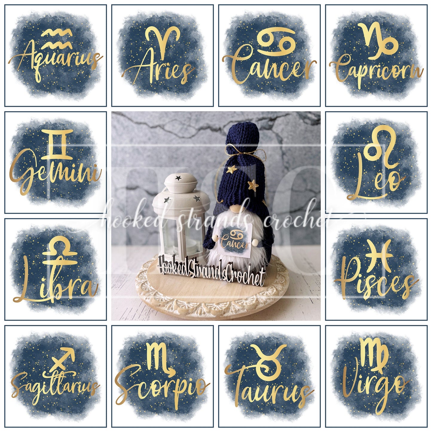 Zodiac gnome, Astrology gnome, Rustic gnome, Tiered tray decor, Gnome decor, Swedish tomte, Knit gnome,