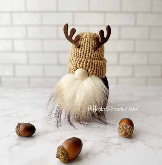 Deer gnome, Woodland gnome, Rustic gnome, Tiered tray decor, Gnome decor, Swedish tomte Knit gnome,