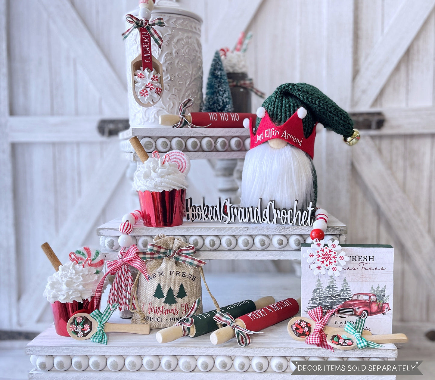 Whimsical Knit Elf Gnome: Playful Christmas Decor for Tiered Trays