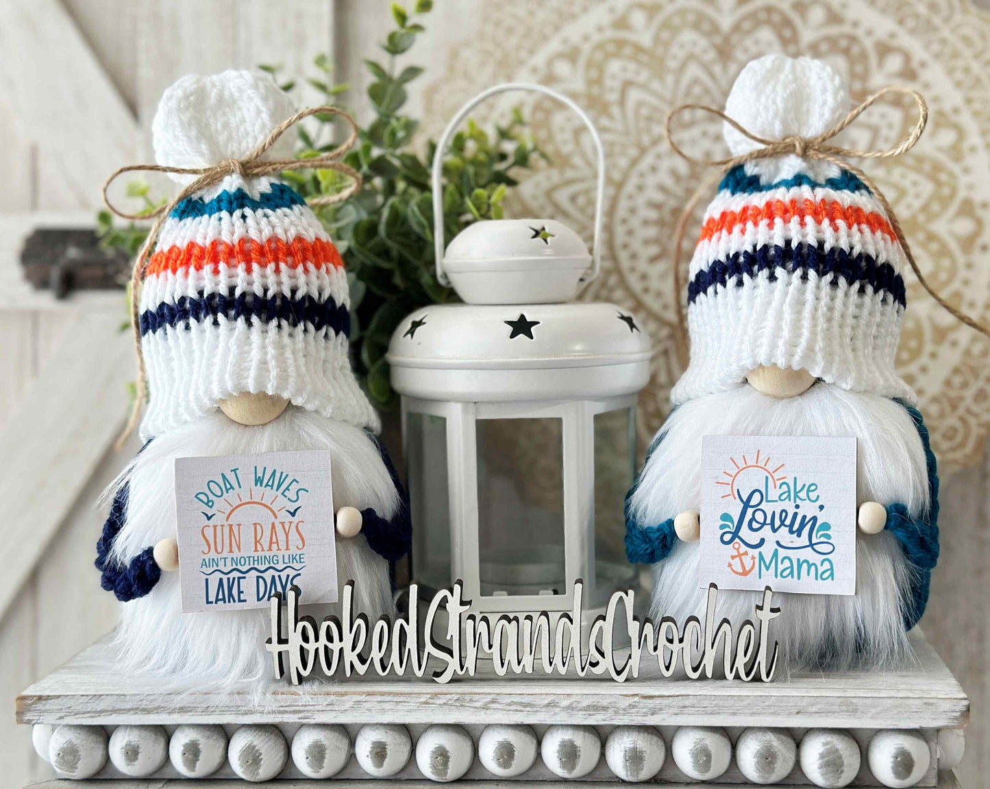 Adorable Knitted Lake Gnome with Rustic Sign - Spruce Up Your Lakeside Cabin!