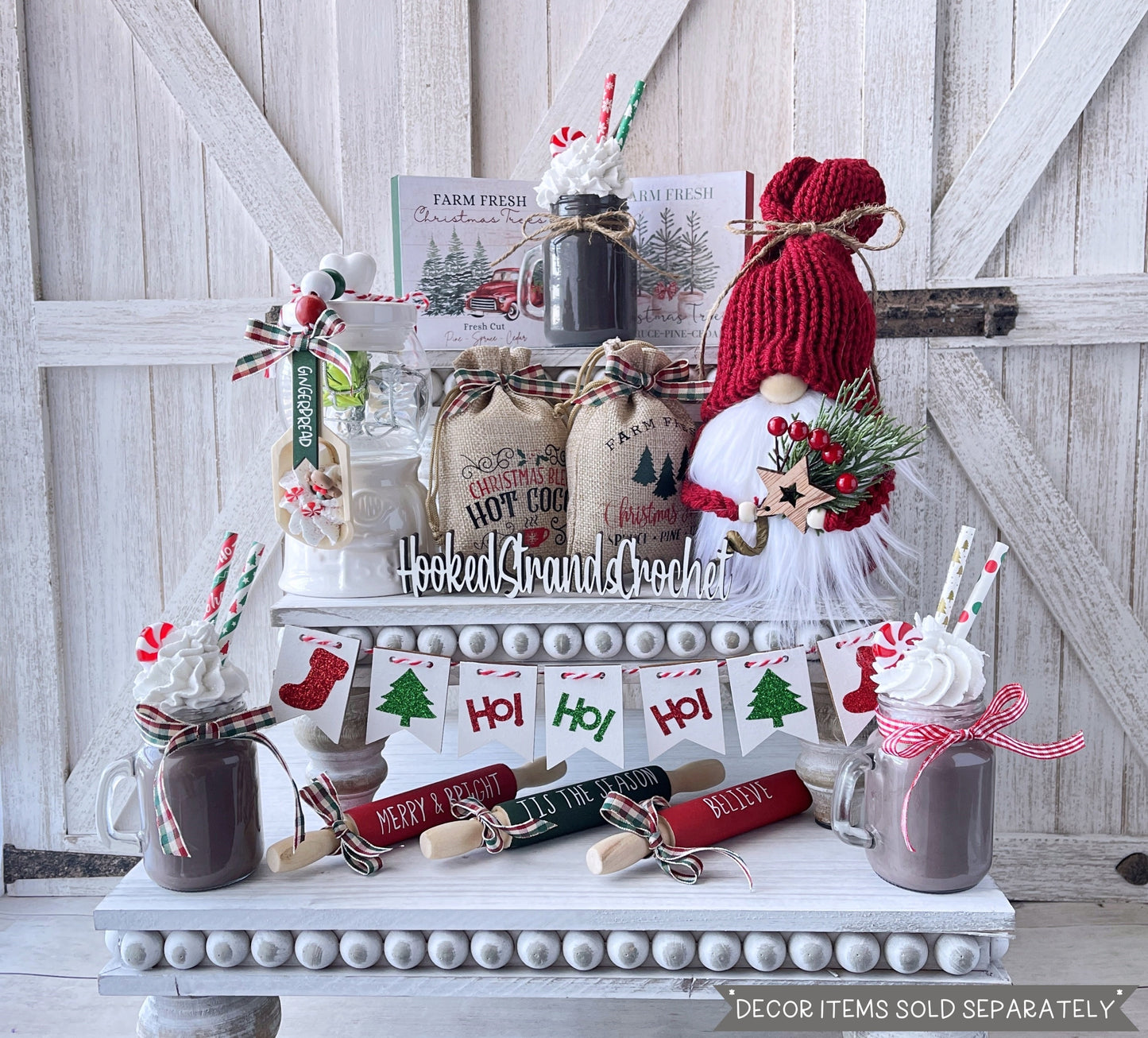 Winter Berry Gnome - Festive Christmas Tiered Tray Decor