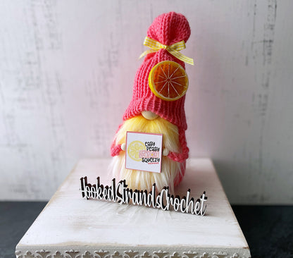 Cute easy peasy lemon squeezy pink lemon gnome -Tiered tray decor