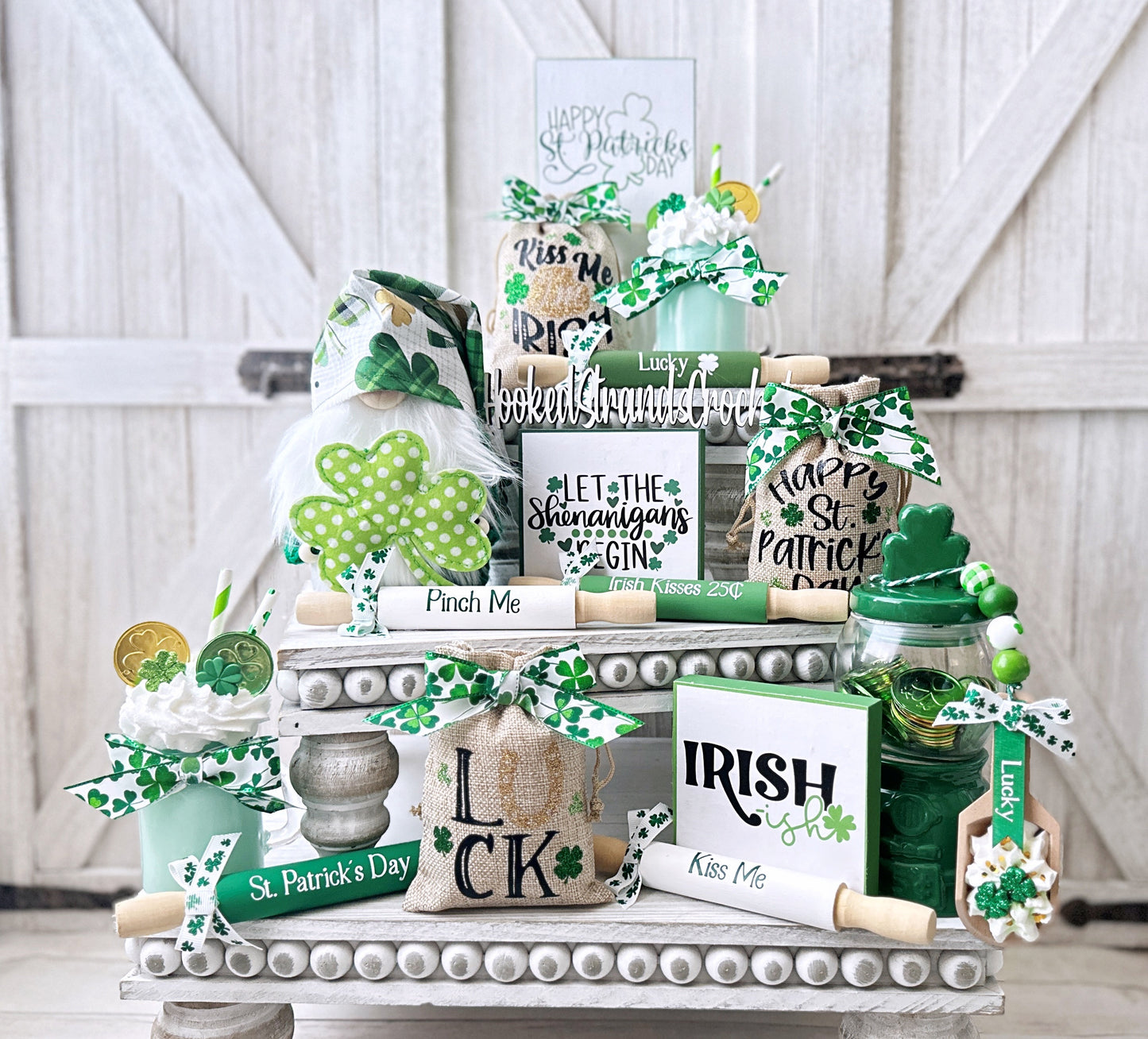 St patrick's gnome, Shamrock gnome, St Paddy's day decor, Tiered tray decor, Farmhouse theme, Rustic decor,  Holiday decor,