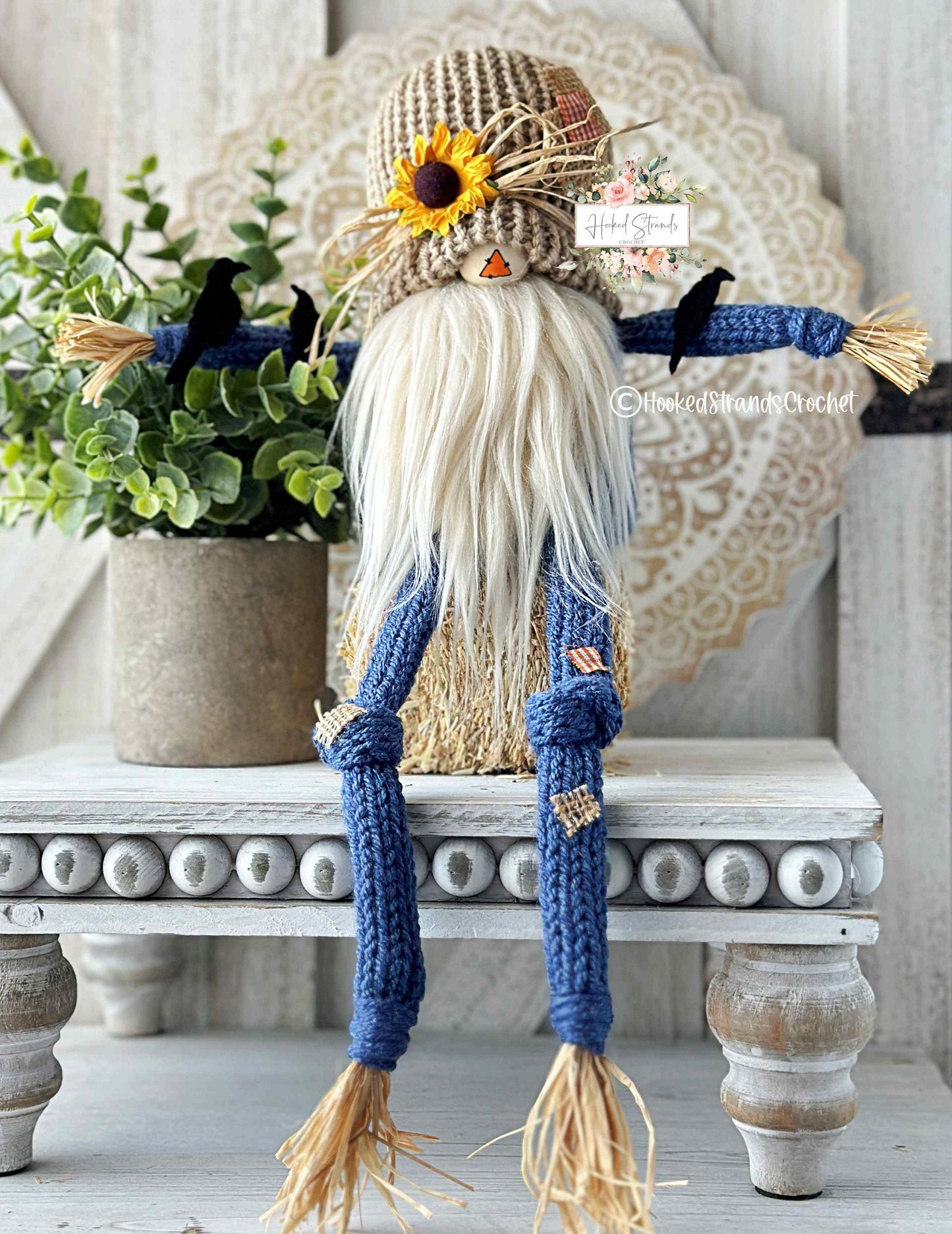 Charming Autumn scarecrow gnome - Tiered tray decor for fall